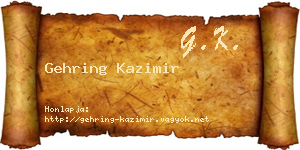 Gehring Kazimir névjegykártya
